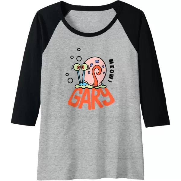 imageAmazon Essentials SpongeBob SquarePants Gary the Snail Meow Raglan Baseball TeeBlackAthletic Heather