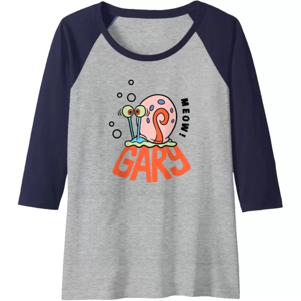 imageAmazon Essentials SpongeBob SquarePants Gary the Snail Meow Raglan Baseball TeeNavy BlueAthletic Heather