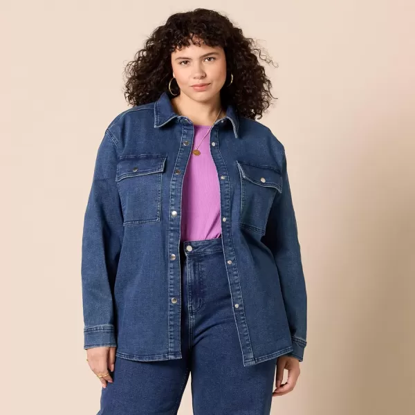 imageAmazon Essentials Womens OversizedFit Heavyweight Denim Shirt JacketMedium Wash