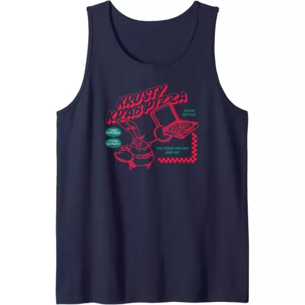 imageAmazon Essentials Mens SpongeBob SquarePants Mr Krabs Krusty Krab Pizza Tank Top Black SmallNavy Blue