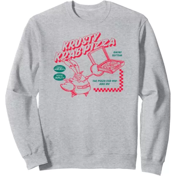 imageAmazon Essentials SpongeBob SquarePants Mr Krabs Krusty Krab Pizza SweatshirtHeather Grey