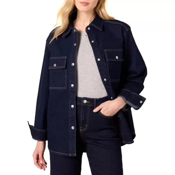 imageAmazon Essentials Womens OversizedFit Heavyweight Denim Shirt JacketRinse Wash