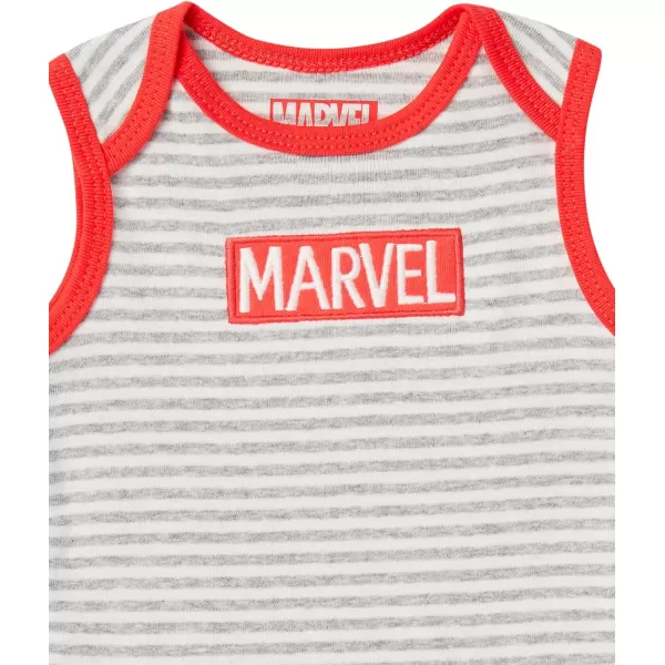 imageAmazon Essentials Disney  Marvel  Star Wars Baby Boys Sleeveless Bodysuits Pack of 6Multicolor Marvel Friends