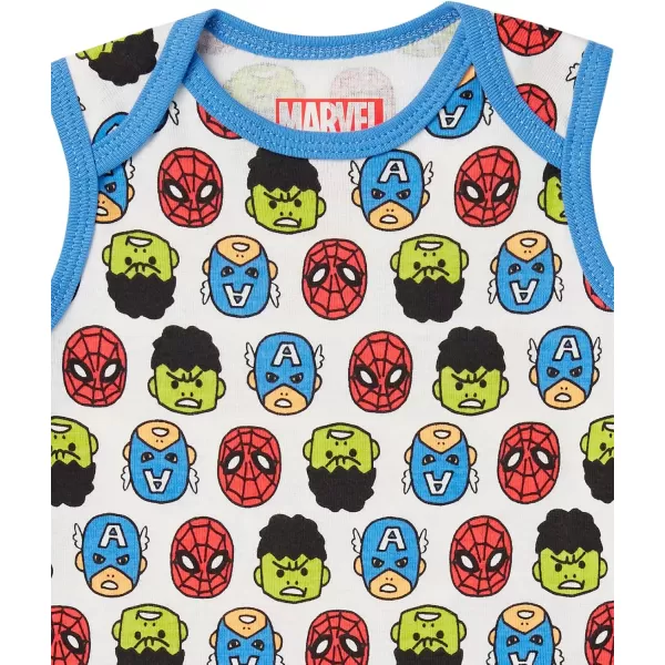 imageAmazon Essentials Disney  Marvel  Star Wars Baby Boys Sleeveless Bodysuits Pack of 6Multicolor Marvel Friends