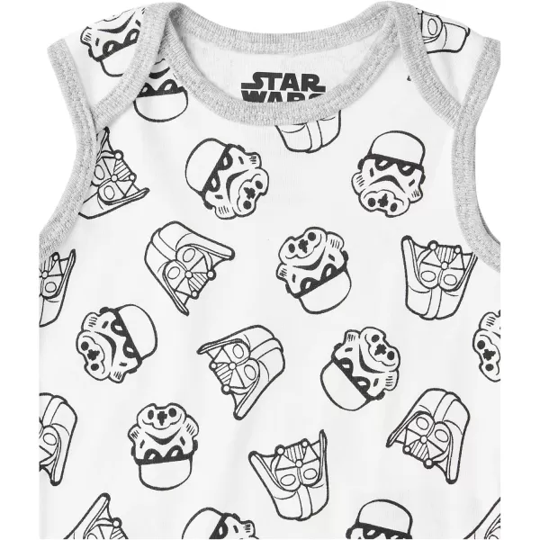 imageAmazon Essentials Disney  Marvel  Star Wars Baby Boys Sleeveless Bodysuits Pack of 6Star Wars Tiny Trooper