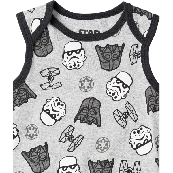 imageAmazon Essentials Disney  Marvel  Star Wars Baby Boys Sleeveless Bodysuits Pack of 6Star Wars Tiny Trooper