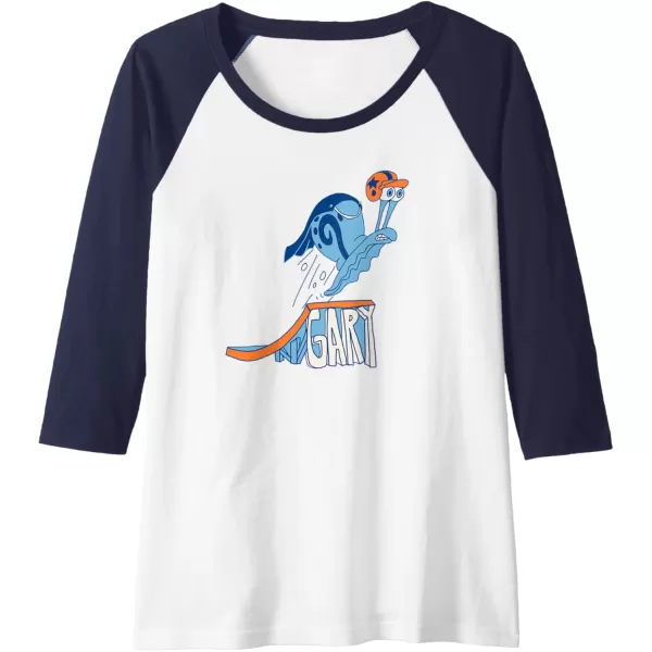 imageAmazon Essentials SpongeBob SquarePants Daredevil Gary the Snail Raglan Baseball TeeNavy BlueWhite