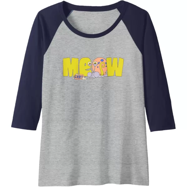 imageAmazon Essentials SpongeBob SquarePants Meow Gary Raglan Baseball TeeNavy BlueAthletic Heather
