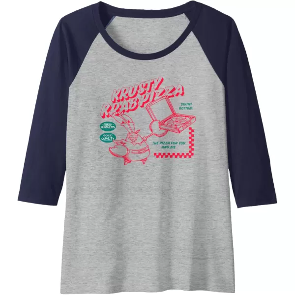 imageAmazon Essentials SpongeBob SquarePants Mr Krabs Krusty Krab Pizza Raglan Baseball TeeNavy BlueAthletic Heather