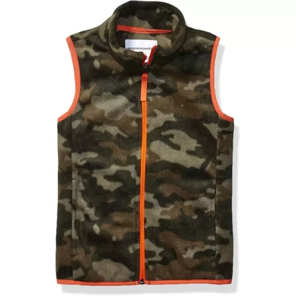 imageAmazon Essentials Boys and Toddlers Polar Fleece VestDark Green Orange Camo