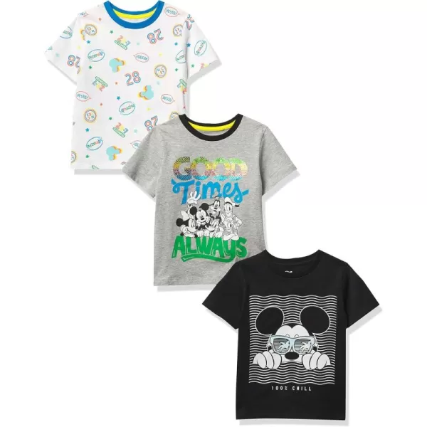 imageAmazon Essentials Disney  Marvel  Star Wars Boys and Toddlers ShortSleeve TShirts Previously Spotted Zebra MultipacksBlackGreyWhite Mickey and Friends