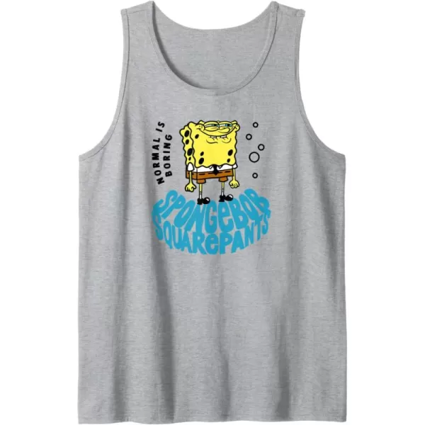 imageAmazon Essentials Mens SpongeBob SquarePants Normal is Boring Smile Tank Top Blue SmallHeather Grey