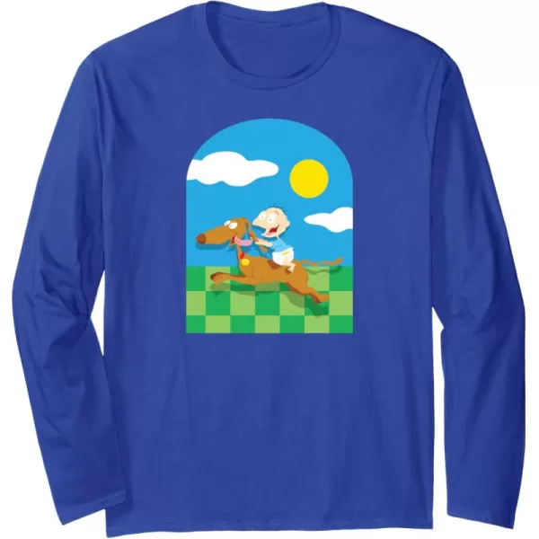 imageAmazon Essentials Rugrats Tommy and Spike Checkerboard Landscape Long Sleeve TShirtRoyal Blue