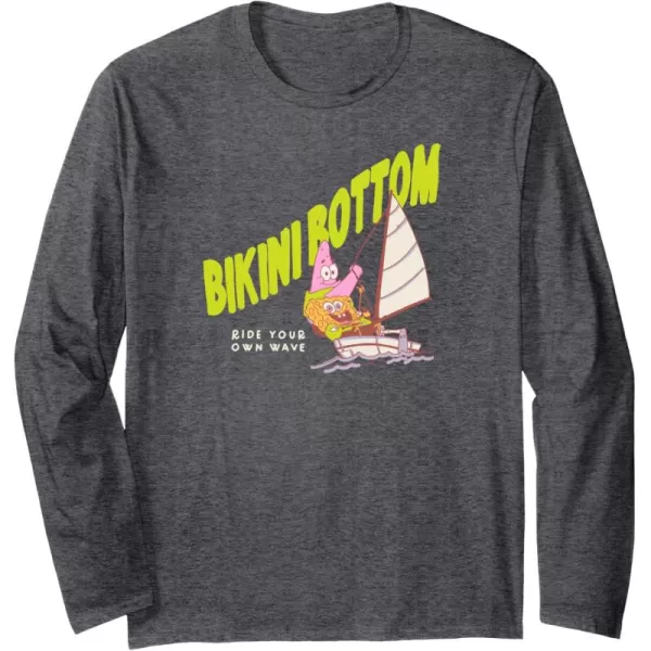 imageAmazon Essentials SpongeBob SquarePants Bikini Bottom Sailing Friends Long Sleeve TShirtDark Heather Grey