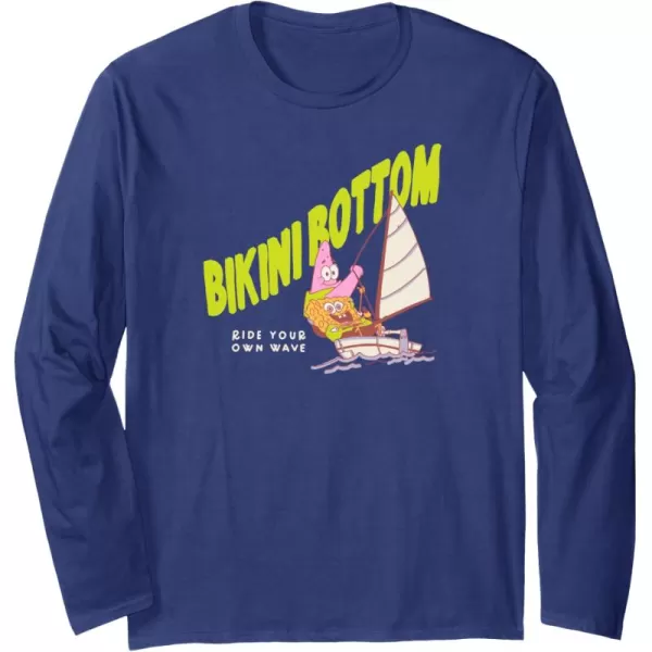 imageAmazon Essentials SpongeBob SquarePants Bikini Bottom Sailing Friends Long Sleeve TShirtNavy Blue