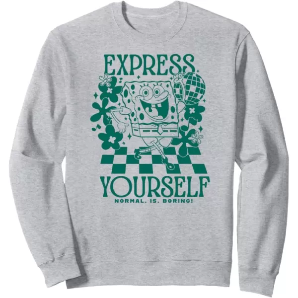imageAmazon Essentials SpongeBob SquarePants Dancing Express Yourself SweatshirtHeather Grey