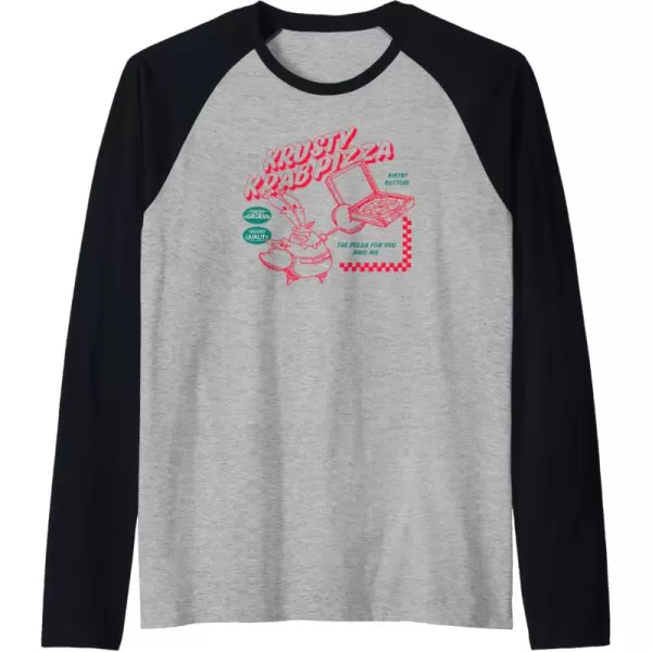 imageAmazon Essentials SpongeBob SquarePants Mr Krabs Krusty Krab Pizza Raglan Baseball TeeBlackAthletic Heather