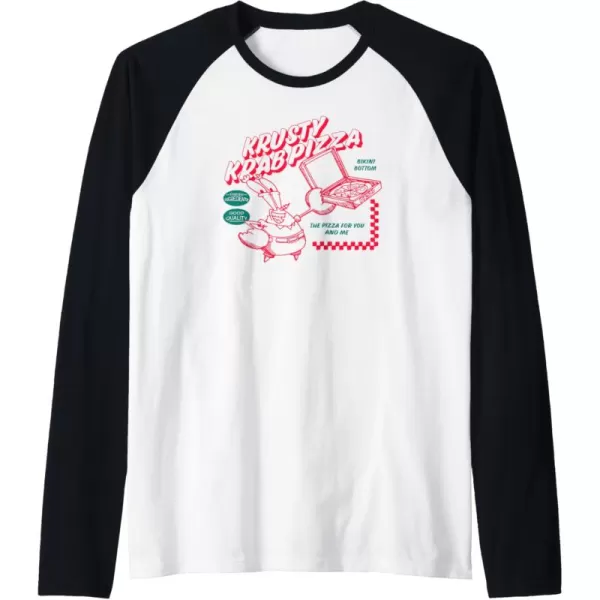 imageAmazon Essentials SpongeBob SquarePants Mr Krabs Krusty Krab Pizza Raglan Baseball TeeBlackWhite