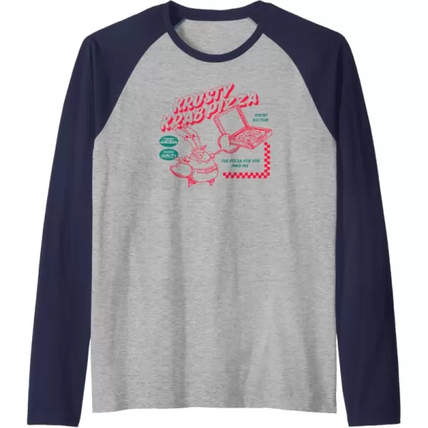 imageAmazon Essentials SpongeBob SquarePants Mr Krabs Krusty Krab Pizza Raglan Baseball TeeNavy BlueAthletic Heather