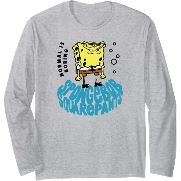 imageAmazon Essentials SpongeBob SquarePants Normal is Boring Smile Long Sleeve TShirtHeather Grey