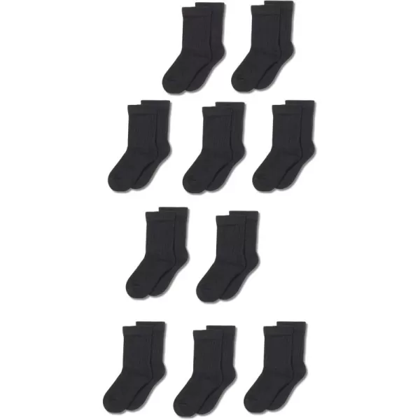 imageAmazon Essentials Unisex Kids and Toddlers Cotton Crew Socks 10 PairsBlack