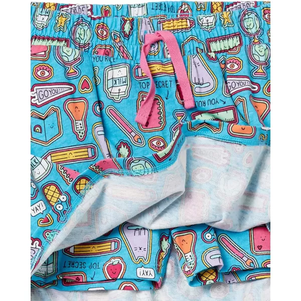 imageAmazon Essentials Girls and Toddlers Knitted Ruffle Scooter Skirts Previously Spotted Zebra MultipacksDeep Blue FruitDoodles PrintPink