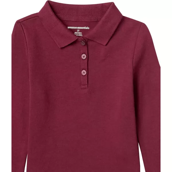 imageAmazon Essentials Girls and Toddlers LongSleeve Interlock Polo Shirts MultipacksBurgundy