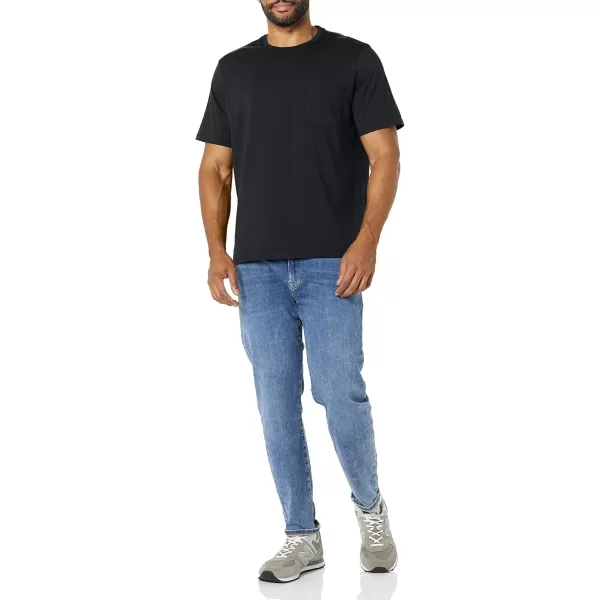 imageAmazon Essentials Mens TShirt RegularFit ShortSleeve Crewneck Pocket Pack of 2Black