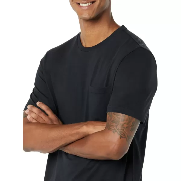 imageAmazon Essentials Mens TShirt RegularFit ShortSleeve Crewneck Pocket Pack of 2Black