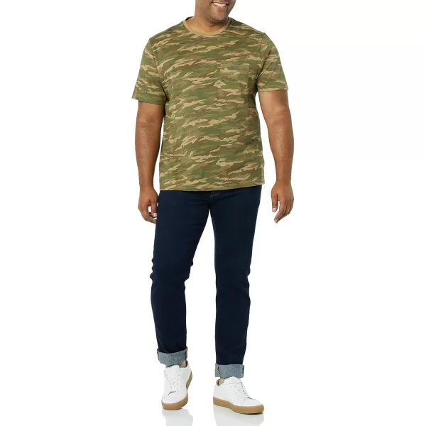 imageAmazon Essentials Mens TShirt RegularFit ShortSleeve Crewneck Pocket Pack of 2BlackCamo Print