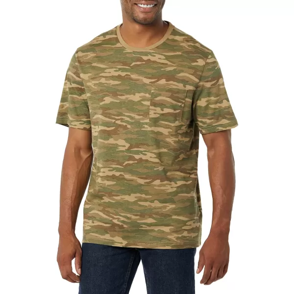 imageAmazon Essentials Mens TShirt RegularFit ShortSleeve Crewneck Pocket Pack of 2BlackCamo Print