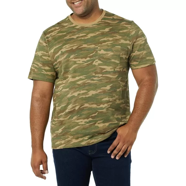 imageAmazon Essentials Mens TShirt RegularFit ShortSleeve Crewneck Pocket Pack of 2BlackCamo Print