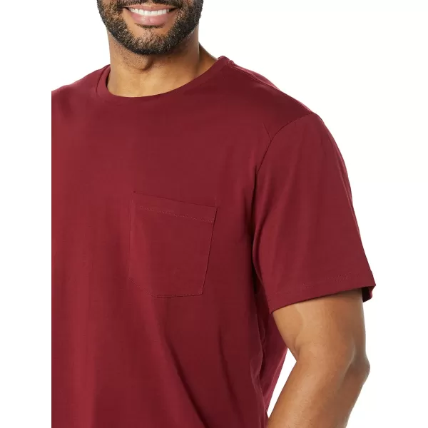 imageAmazon Essentials Mens TShirt RegularFit ShortSleeve Crewneck Pocket Pack of 2BurgundyCharcoal Heather