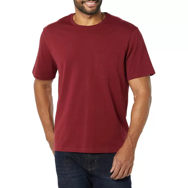 imageAmazon Essentials Mens TShirt RegularFit ShortSleeve Crewneck Pocket Pack of 2BurgundyCharcoal Heather