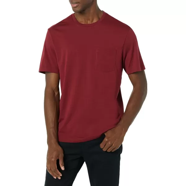 imageAmazon Essentials Mens TShirt RegularFit ShortSleeve Crewneck Pocket Pack of 2BurgundyCharcoal Heather