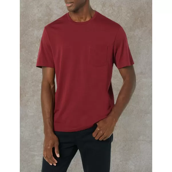 imageAmazon Essentials Mens TShirt RegularFit ShortSleeve Crewneck Pocket Pack of 2BurgundyCharcoal Heather