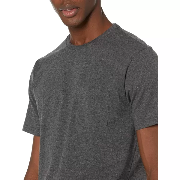 imageAmazon Essentials Mens TShirt RegularFit ShortSleeve Crewneck Pocket Pack of 2Charcoal Heather
