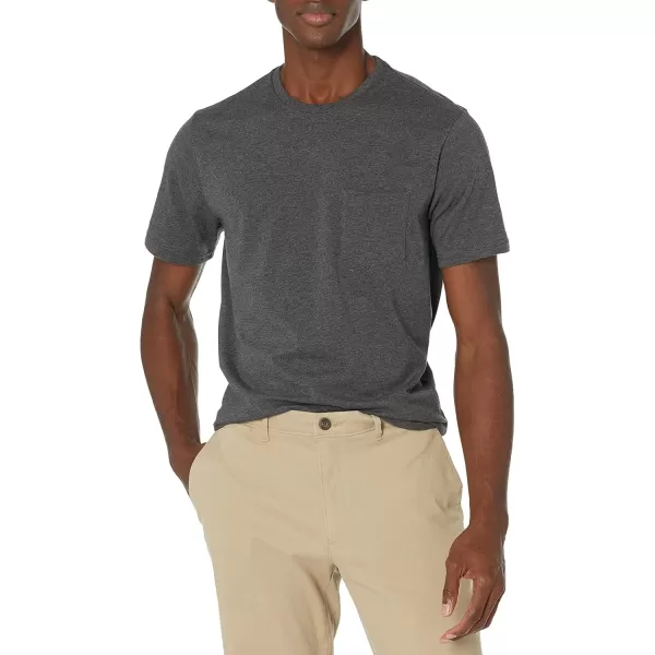 imageAmazon Essentials Mens TShirt RegularFit ShortSleeve Crewneck Pocket Pack of 2Charcoal Heather