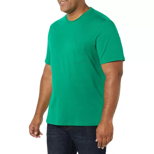 imageAmazon Essentials Mens TShirt RegularFit ShortSleeve Crewneck Pocket Pack of 2GreenNavy