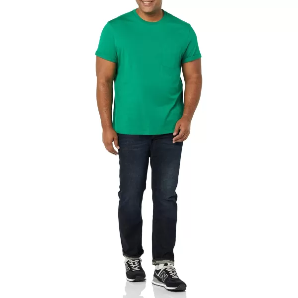 imageAmazon Essentials Mens TShirt RegularFit ShortSleeve Crewneck Pocket Pack of 2GreenNavy