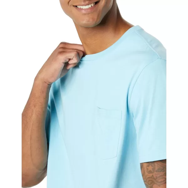 imageAmazon Essentials Mens TShirt RegularFit ShortSleeve Crewneck Pocket Pack of 2Light Blue