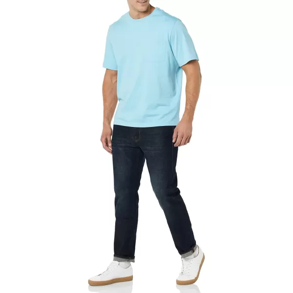 imageAmazon Essentials Mens TShirt RegularFit ShortSleeve Crewneck Pocket Pack of 2Light Blue