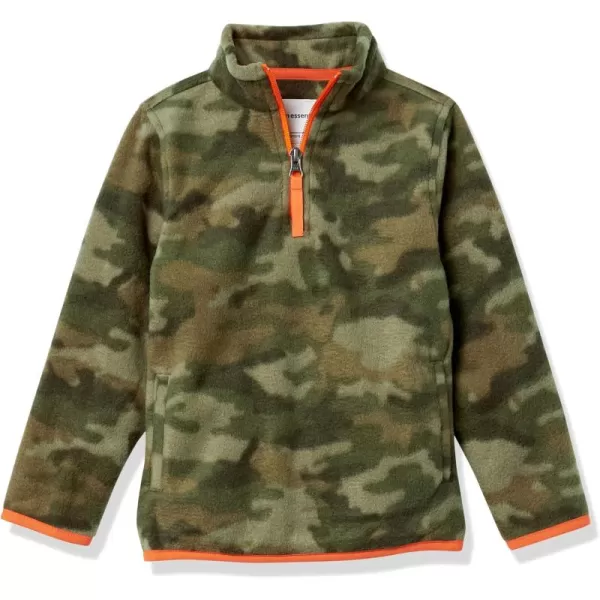 imageAmazon Essentials Boys and Toddlers Polar Fleece QuarterZip Pullover JacketGreen Camouflage