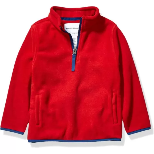 imageAmazon Essentials Boys and Toddlers Polar Fleece QuarterZip Pullover JacketRed