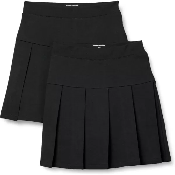 imageAmazon Essentials Girls Uniform Pleated Skort Skirt Pack of 2Black