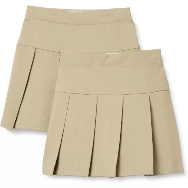 imageAmazon Essentials Girls Uniform Pleated Skort Skirt Pack of 2Khaki Tan