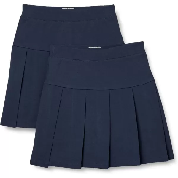 imageAmazon Essentials Girls Uniform Pleated Skort Skirt Pack of 2Navy