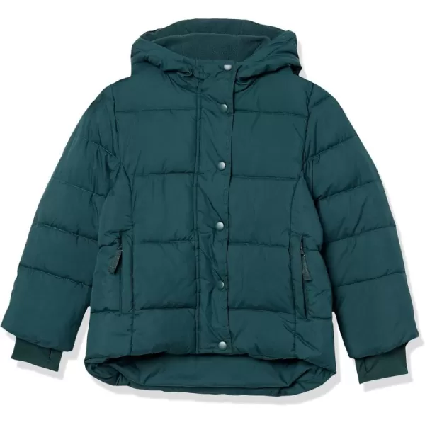 imageAmazon Essentials Girls and Toddlers Heavyweight Hooded Puffer JacketDark Green