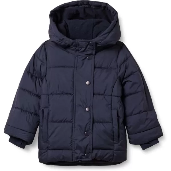 imageAmazon Essentials Girls and Toddlers Heavyweight Hooded Puffer JacketNavy