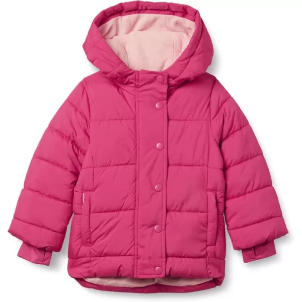 imageAmazon Essentials Girls and Toddlers Heavyweight Hooded Puffer JacketPink